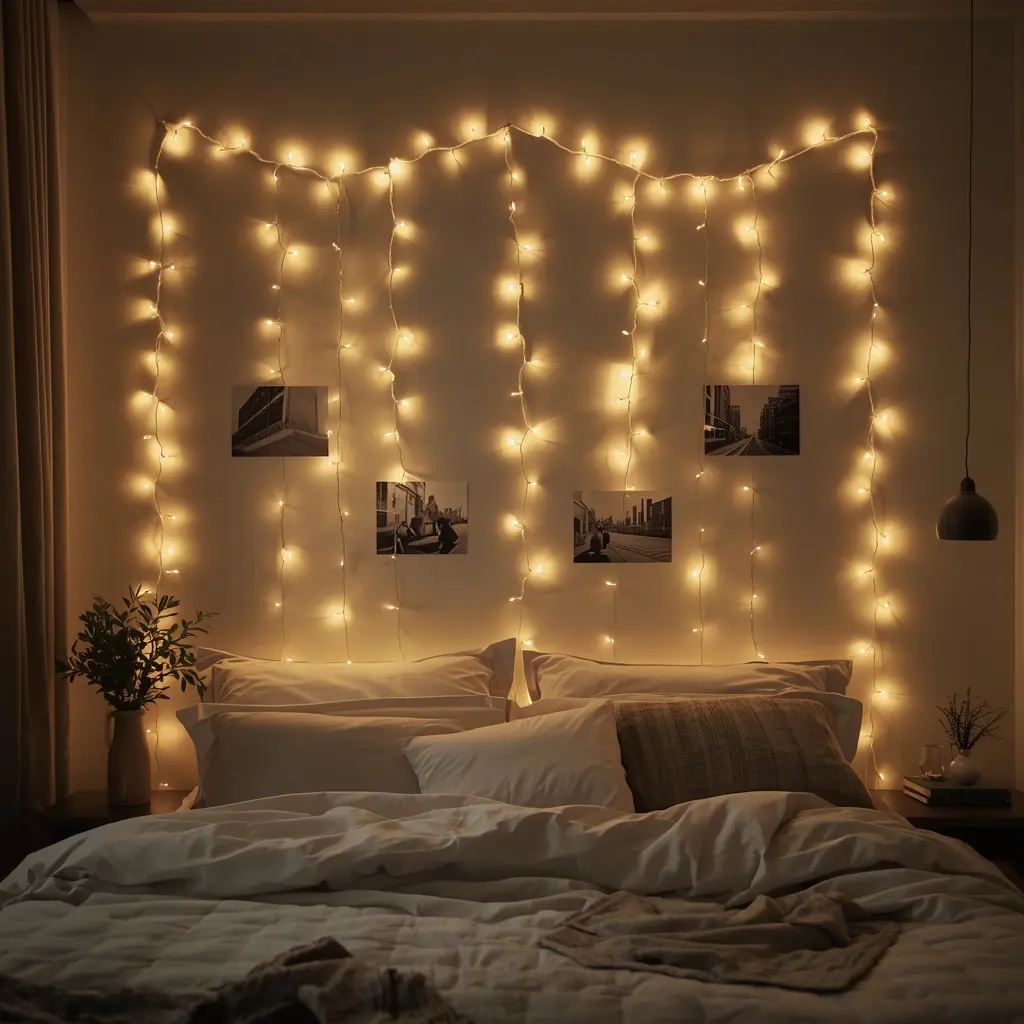 Hanging picture fairy lights with clips for bedroom wall decor